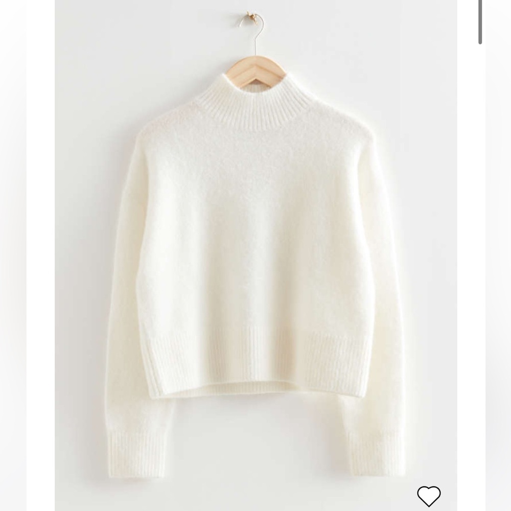 & Other Stories Cropped Mock Neck Cream Wool Sweater